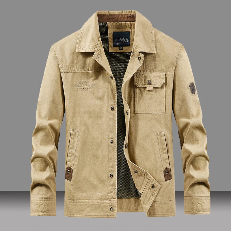 Spring Autumn Men's Cotton Jackets Trendy Men's Fashion Outerwear Windbreaker Coats Men Turn-Down Collar Tactical Jackets 5XL