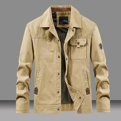 Spring Autumn Men's Cotton Jackets Trendy Men's Fashion Outerwear Windbreaker Coats Men Turn-Down Collar Tactical Jackets 5XL