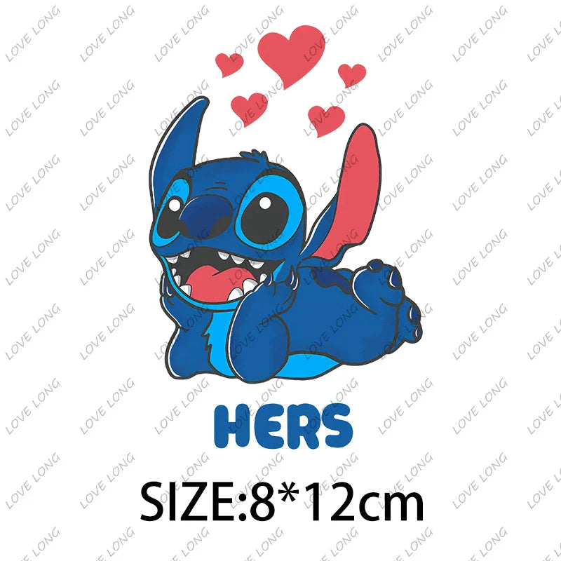 Stitch Love Cartoon Stickers  Iron-on Transfers for Clothing Firm and Fadeless  Stickers Easy to Use DIY Decoration