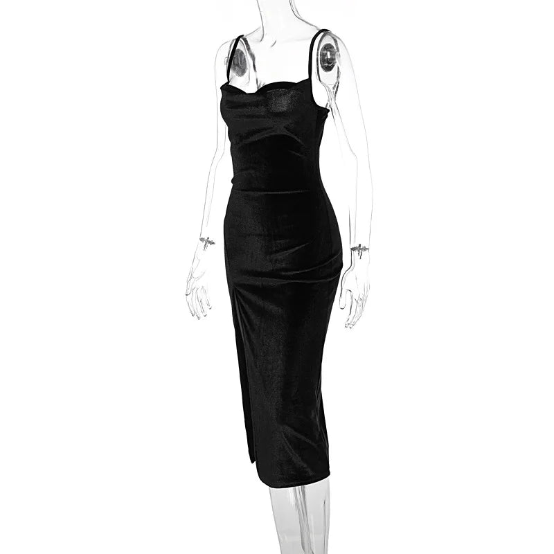 Ele Sexy Women's Spring 2024 Faionable Slim Fit Split Strapl Dr Polyester Fiber mid Waist Gown for Babies