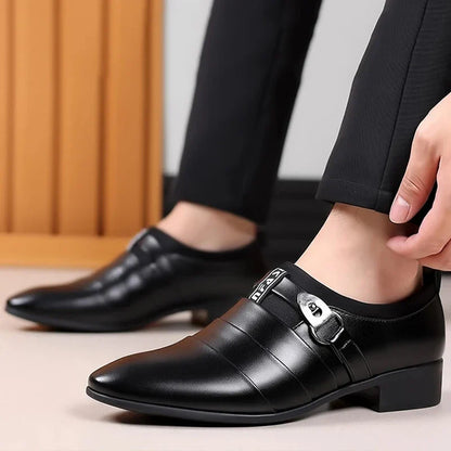 Leather Shoes for Men Slip on Pointed Toe Oxfords Formal Wedding Party Office Business Casual Dress Shoes for Male Social Shoe