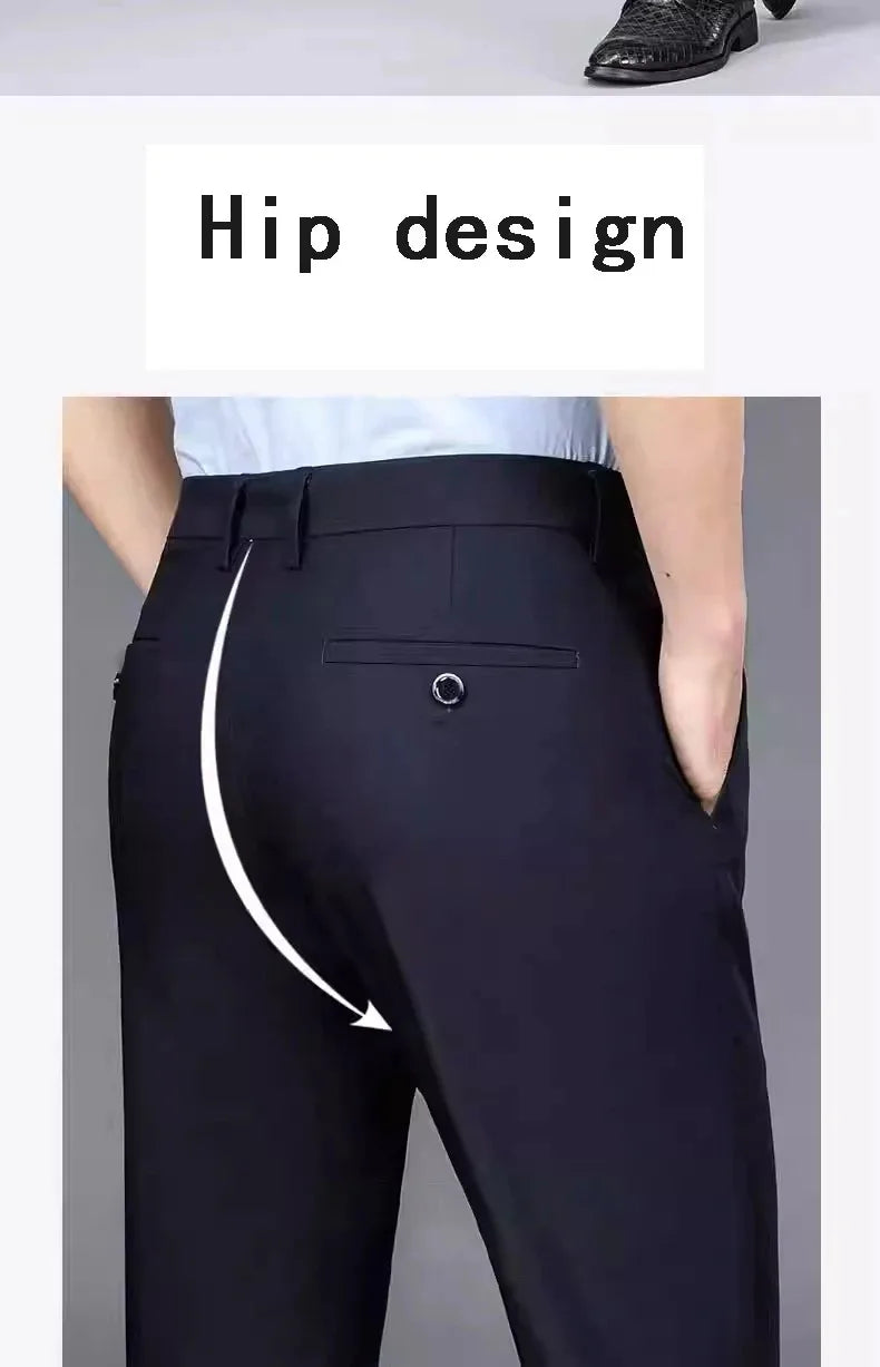 TRAF Autumn And Winter Thick Men's Fashion Comfortable Casual Long Pants Four-Sided Elastic Pants Loose Straight Leg Suit Pants