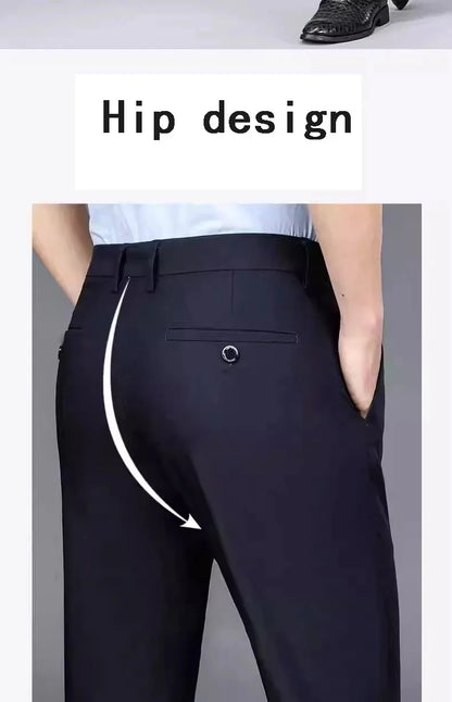 TRAF Autumn And Winter Thick Men's Fashion Comfortable Casual Long Pants Four-Sided Elastic Pants Loose Straight Leg Suit Pants