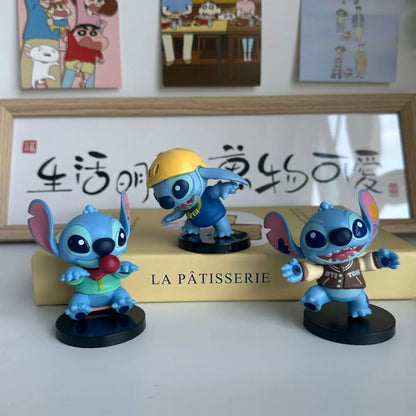 6.5-8cm Anime Figurine Lilo & Stitch Stitch Music Party Cute Cool Action Model Pvc Toy Collection Desktop Accessories Gift