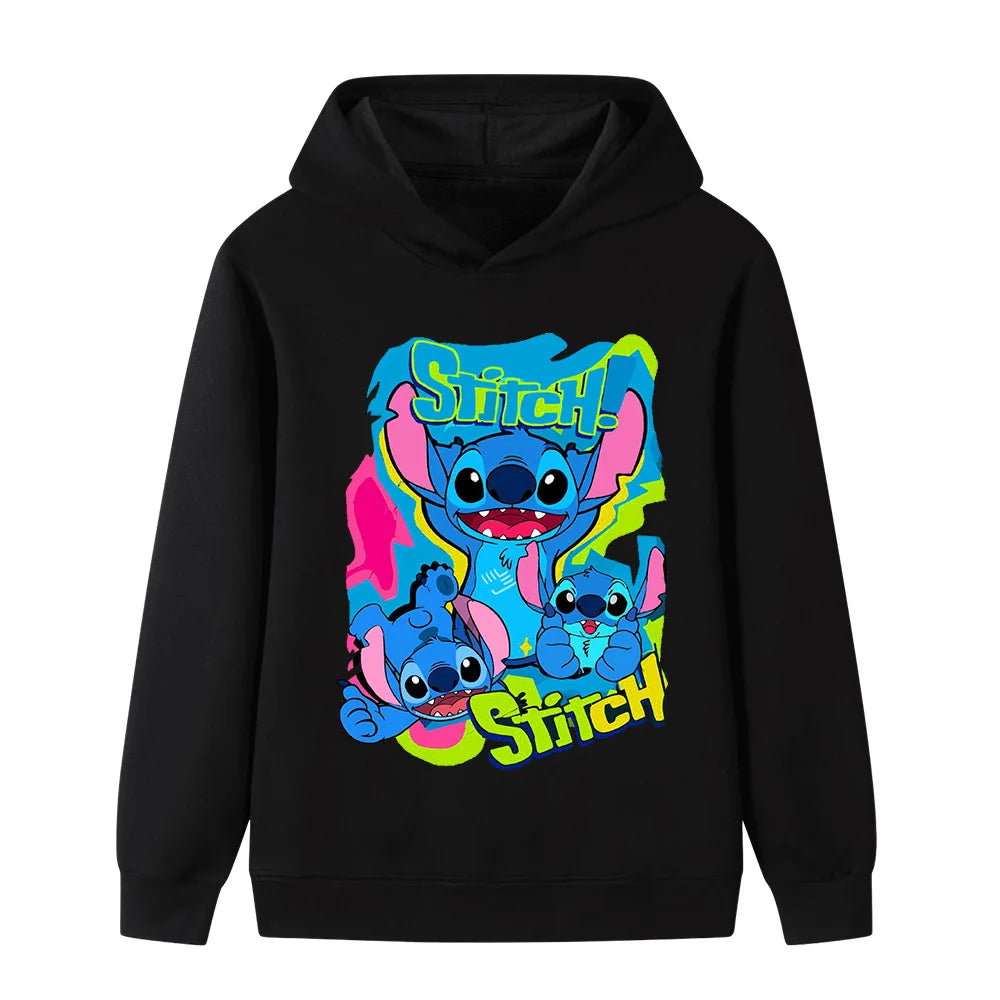 Sweats à capuche mignons et à la mode Stitch pour garçons et filles, confortables et polyvalents pour l'automne et l'hiver