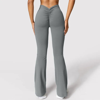 Mode Micro corne Leggings femmes v-back taille pantalons de sport taille haute Push Up fesses pantalons de sport solide mince Leggings décontractés