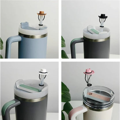 Silicone Cowboy Hat Straw Covers Caps Dustproof Cute Protector Mug Straw Tip for 30 40Oz Tumbler Water Bottle Decor Accessories