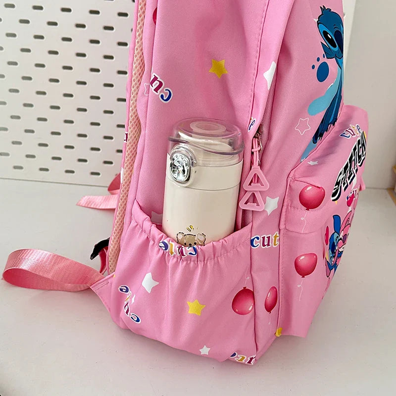 Stitch Cartoon Backpack, Large Capacity Daypack, Lightweight, Durable Nylon Schoolbag for Travel, Daily Commuting and School