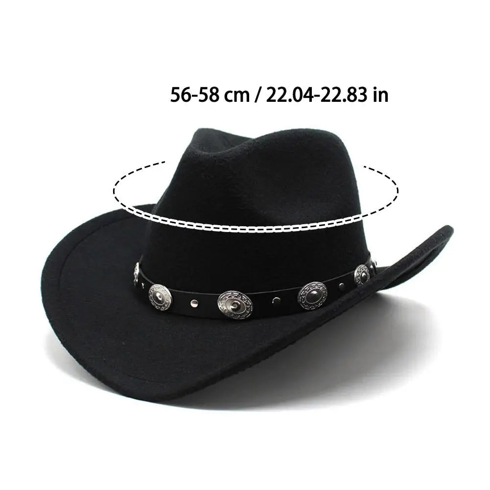 Chapeau de cowboy vintage noir, accessoires de cowgirl, chapeau de cowgirl jazz à large bord, casquette pare-soleil, chapeau de fête pour les vacances ou le cosplay