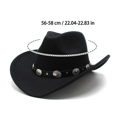 Chapeau de cowboy vintage noir, accessoires de cowgirl, chapeau de cowgirl jazz à large bord, casquette pare-soleil, chapeau de fête pour les vacances ou le cosplay