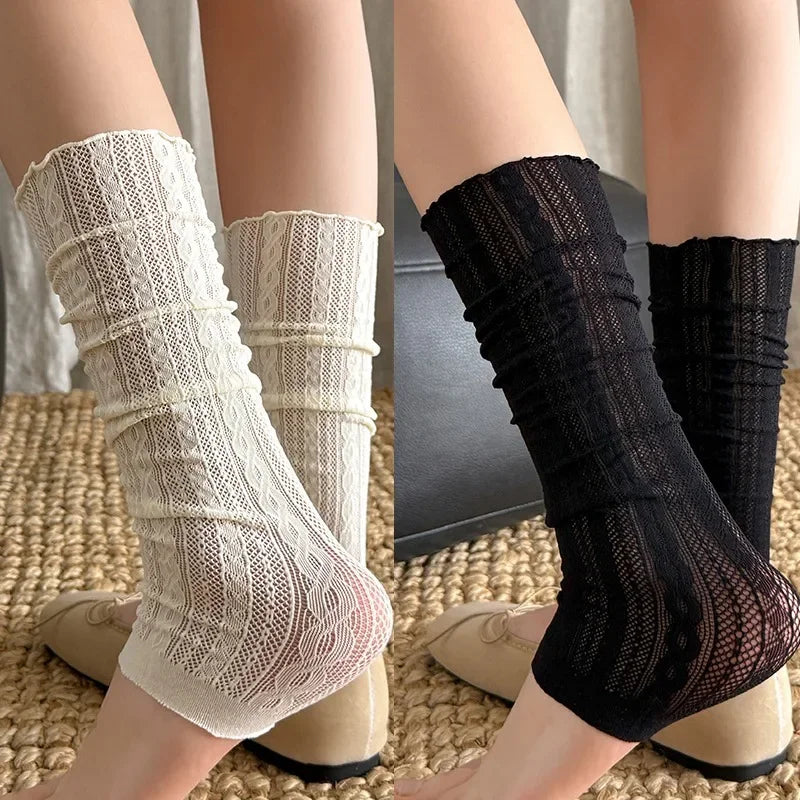 Lace Ballet Style Leggings, Mesh Leg Warmers for Women and Girls, Kawaii Lolita Socks, Boot Cuffs, Thin Summer Socks, Knitted Sleeve Cover