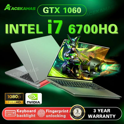 2025 ACEKAMAS 16" Gaming Laptop Intel Core i7 6700HQ GTX 1060 IPS 1920*1200 Gamer Computer 16GB DDR4 1TB SSD Windows 11 Pro PC