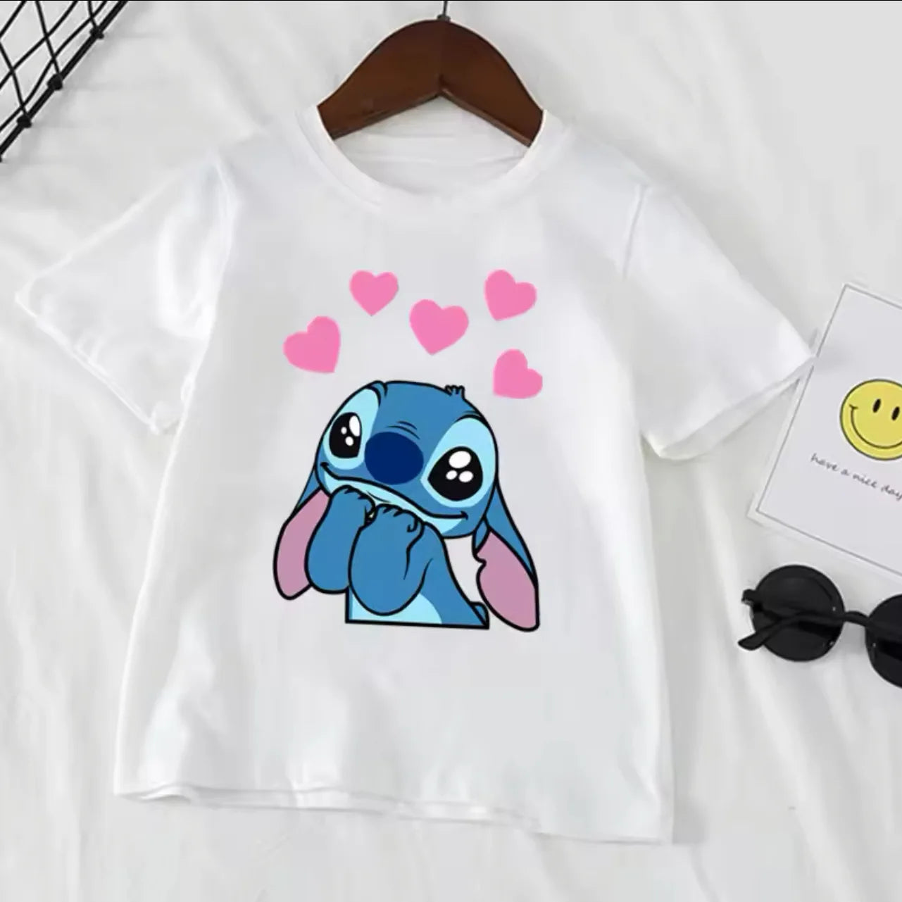 Stitch Stitch Series Peripheral Cartoon Pattern Printed Children's Clothing Summer Edition Boys and Girls Round Neck T-shirt