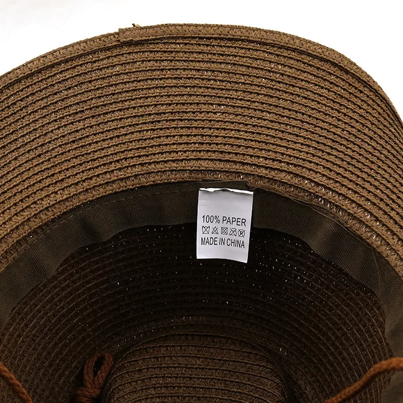 Chapeau de Cowboy d'été à large bord pour femmes et hommes, chapeaux de paille de Cowgirl occidentale, mode robe fantaisie occidentale, couvre-chef de fête, casquette unisexe