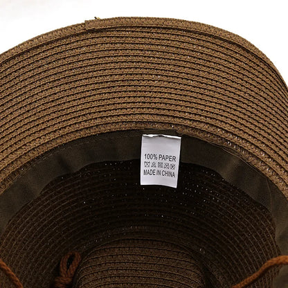 Chapeau de Cowboy d'été à large bord pour femmes et hommes, chapeaux de paille de Cowgirl occidentale, mode robe fantaisie occidentale, couvre-chef de fête, casquette unisexe