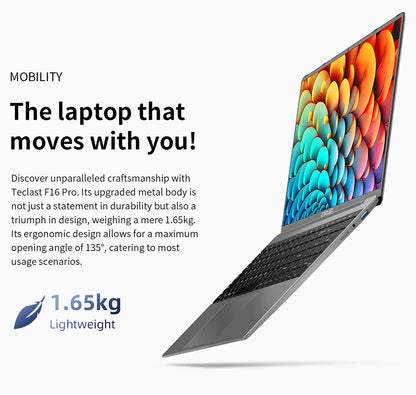 Ordinateur portable Teclast F16 Pro, Windows 11 Pro, processeur Intel N95, F16Pro, 16 Go de RAM, 512 Go de SSD, écran IPS 15,6 pouces 1920 x 1080, Wi-Fi 6, USB 3.2, clavier rétroéclairé, mini-HDMI