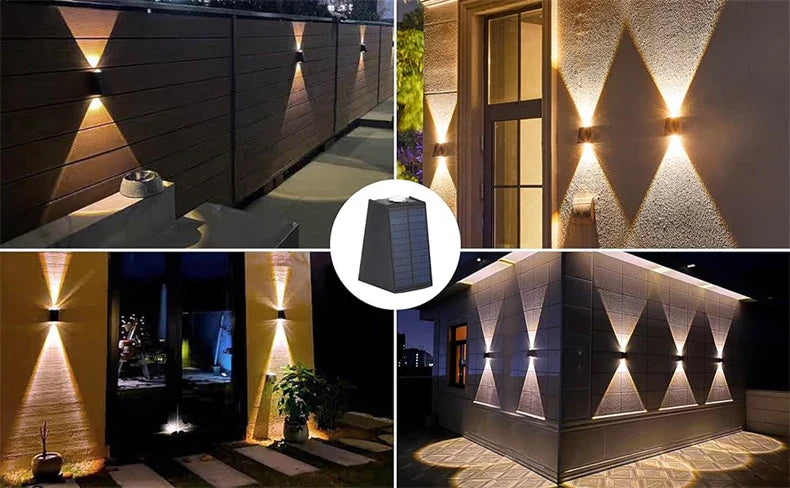 LED lumières solaires extérieur lampe murale à énergie solaire étanche décorations de jardin extérieur lumière du soleil pour rue balcon Villa lampe