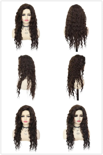 Perruque blonde bouclée cheveux synthétiques longs naturels perruques ondulées pour femmes blanches, raie libre, racines foncées, perruques ombrées, perruque ondulée tendance + autocollants