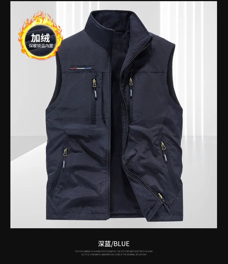 Gilet Homme Automne Polaire Extérieur 4XL Utilité Tactique Multi-poches Techwear Randonnée Pêche Photographie Safari Cargo