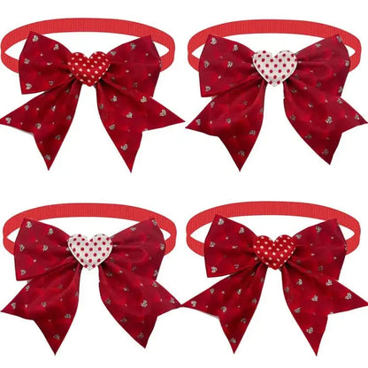50pcs mignon chien noeud papillon amour coeur Style fournitures pour animaux de compagnie saint valentin petit chien rouge chiot noeud papillon chien chat collier accessoires