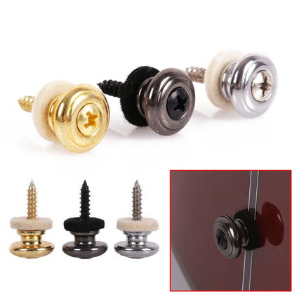 Serrures de sangle de guitare en cuivre chromé, 2 pièces, têtes de champignons, basse, broches, boutons de boucle de ceinture, argent/noir/argent, nouveau