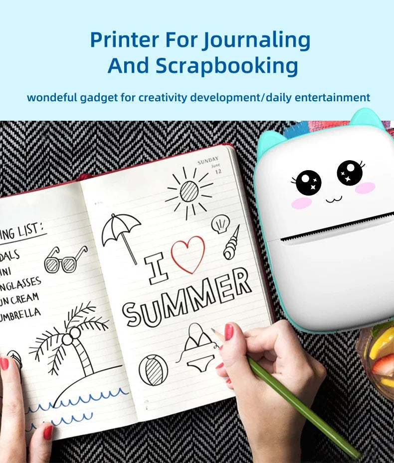 MINI Portable Thermal Printer Wireless Memo Label Machine 200dpi Bluetooth Inkless Pocket Imprimante Phone Notes Printing Paper