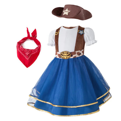 Robe de Cowgirl pour enfants, ensemble complet, Costume de Cowboy occidental, ensemble de 4 pièces, tenue de jeu de noël, vêtements d'halloween pour enfants
