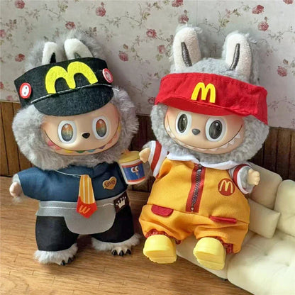 Tenue de travail Vêtements pour poupée Labubu Mode Café Fast-food Frites Hamburgers Tenue Vêtements Accessoires Cosplay