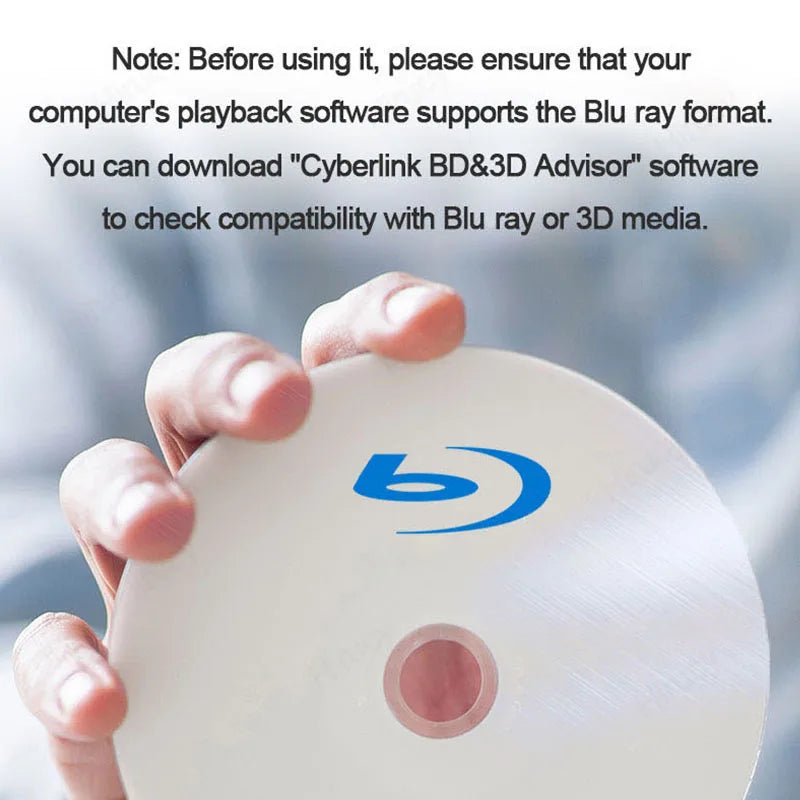 External Bluray Drive for Laptop PC BD/CD/DVD Read&Write Portable Blu ray Player Optical Drives USB 3.0 CD Burner