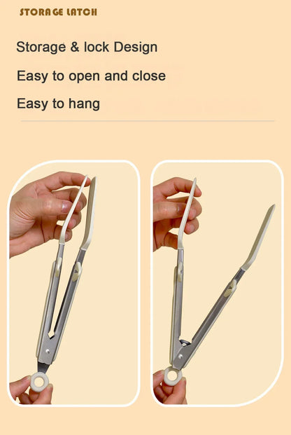 9" Stainless Steel Food Tongs, Non-Stick Silicone Cooking Tongs, Outdoor Salad and Bread Utensils, Kitchen Accessories