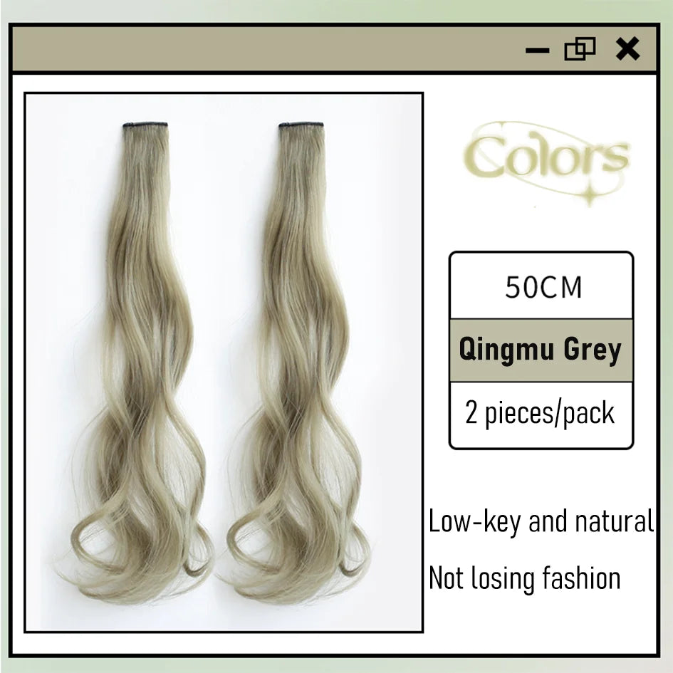 Extensions de cheveux bouclés colorés synthétiques 2 pièces/ensemble 50cm/60cm, ondulation d'eau rose/bleu/violet, perruque Halloween/Noël