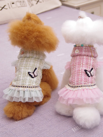 Vêtements pour chien : robe et veste de princesse, adaptés aux caniches, bichons maltais et yorkshires terriers, au printemps et en automne.