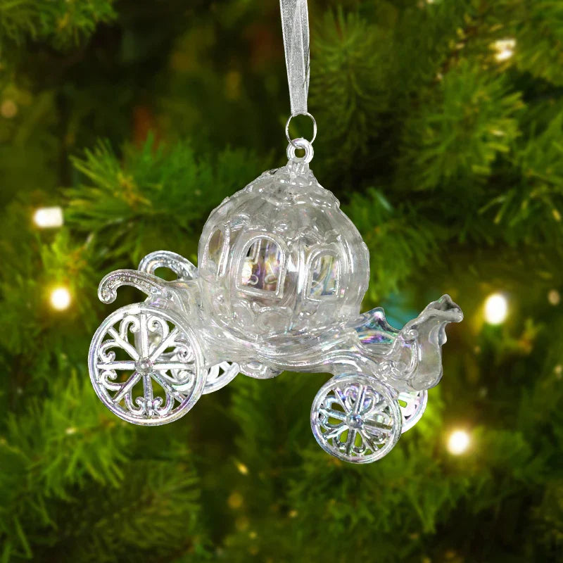 Arbre de noël Transparent flocon de neige suspendus ornements pendentif acrylique 2025 décoration de noël pour la maison cadeaux Navidad nouvel an 2026