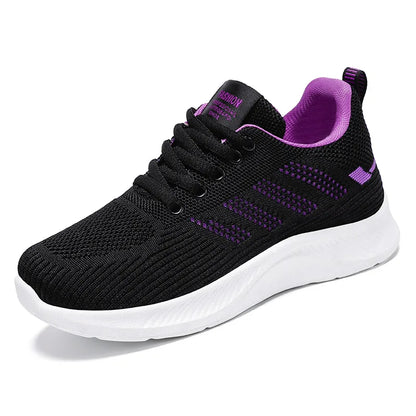 Oulylan Summer Soft Sole Running Shoes Ladies Casual Solid Color Antislip Footwear Outdoor Lace Up Mesh Breathable Sneakers