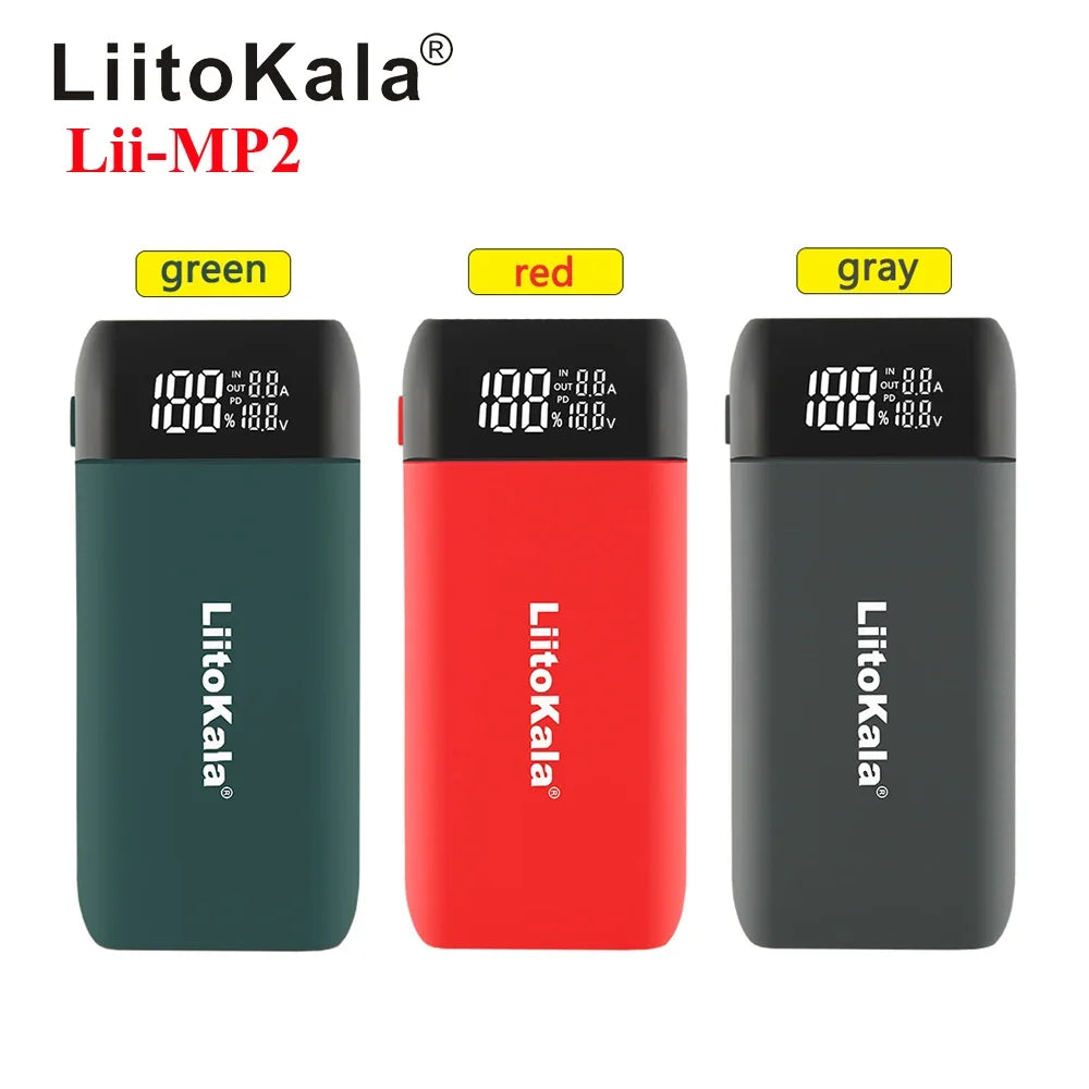 LiitoKala Lii-MP2 Portable Power Battery Charger LCD USB Type-C Input for 18700 20700 21700 18650 Batteries