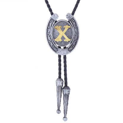 RechicGu-26 lettres Bolo pour homme, style western, cow-boy, cow-girl, cravate en cuir, collier rodéo, bijoux cadeaux, Dropshipping