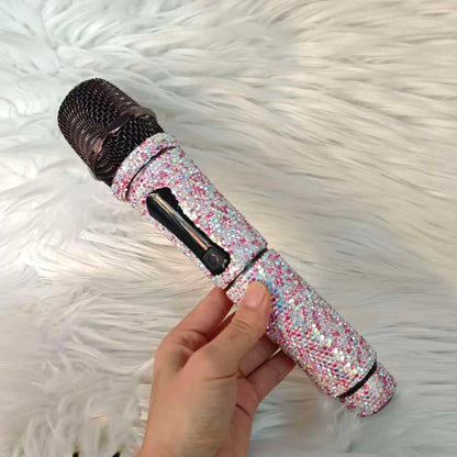 Microphone à main sans fil en strass, micro à fréquence fixe UHF pour fête, karaoké, église professionnelle, spectacle, cadeau de réunion