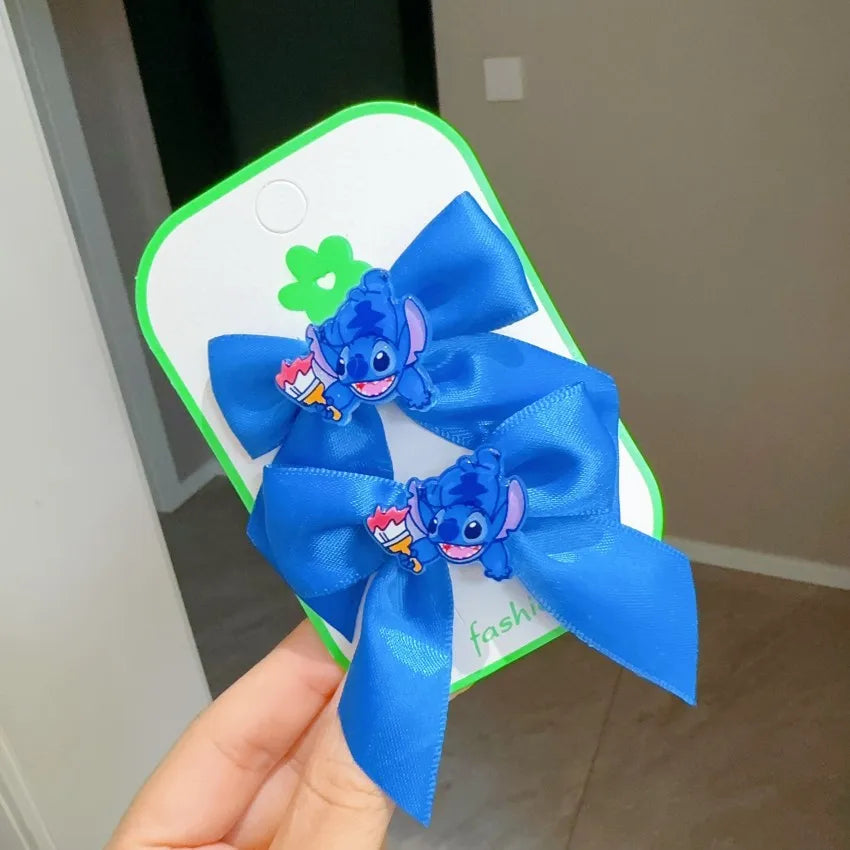 New Stitch Half Pack Fabric Bow Small Hair Clip Cute Cartoon Press Clip Female Children's Hair Accessories Shattered Hair Clip