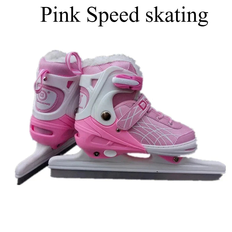 Chaussures de patins à glace extensibles, chaussures de hockey sur glace réglables, chaussures de patinage de vitesse épaisses et chaudes pour filles, garçons, femmes et hommes
