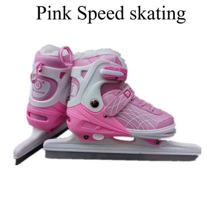 Chaussures de patins à glace extensibles, chaussures de hockey sur glace réglables, chaussures de patinage de vitesse épaisses et chaudes pour filles, garçons, femmes et hommes