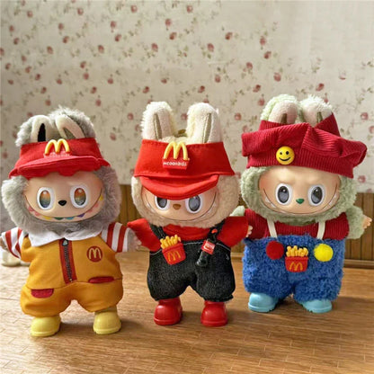 Tenue de travail Vêtements pour poupée Labubu Mode Café Fast-food Frites Hamburgers Tenue Vêtements Accessoires Cosplay