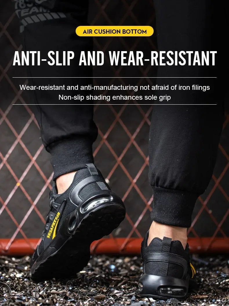 YIZHONCO Autumn Safety Shoes BOA Men Sneakers Steel Toe Cap Shoe Work Shoes Puncture-Proof Work Safety Shoes Boots