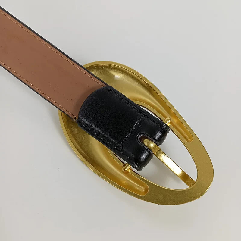 Ceinture en cuir véritable doré pour femme, ceinture de cow-girl occidentale, haute qualité, élégante, mode féminine, affaires, cerf, E27