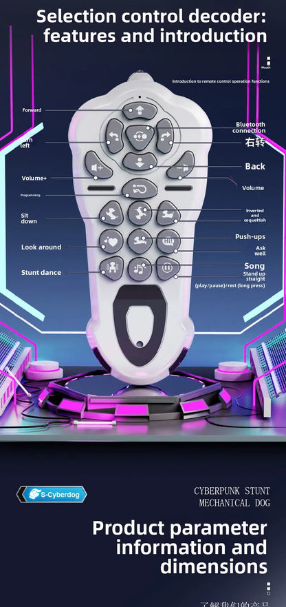 Jouets pour chiens Robot RC-programmation intelligente, Audio Bluetooth, chiot de musique cascadeur interactif Intelligent, jouet cadeau télécommandé