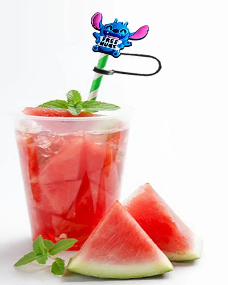 1-8Pcs Stitch Straw Cover Cap, Reusable Dustproof Cup Cover, Cartoon Drink Straw Plug, Splash Proof Straw Cap, Gift for Kids