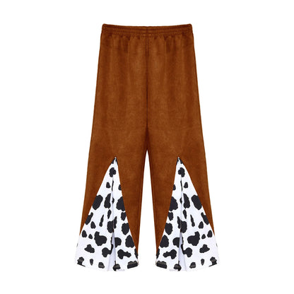 Déguisement de cow-boy/cow-girl western d'Halloween pour filles, gilet à franges étoiles et pantalon évasé imprimé vache, tenues de carnaval