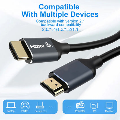 HDMI-compatible 2.1 Cable 8K@60Hz 4K@120Hz HD Splitter ARC Switch Cable for PS PS5 TV Audio Video Cabo Cable