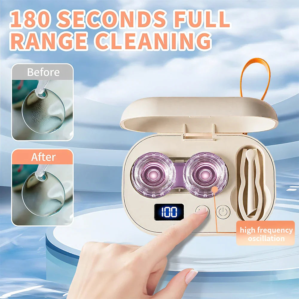 Mini Contact Lenses Cleaning Machine With Tools Portable Automatic Ultrasonic Contact Lens Cleaner Cleansing Case