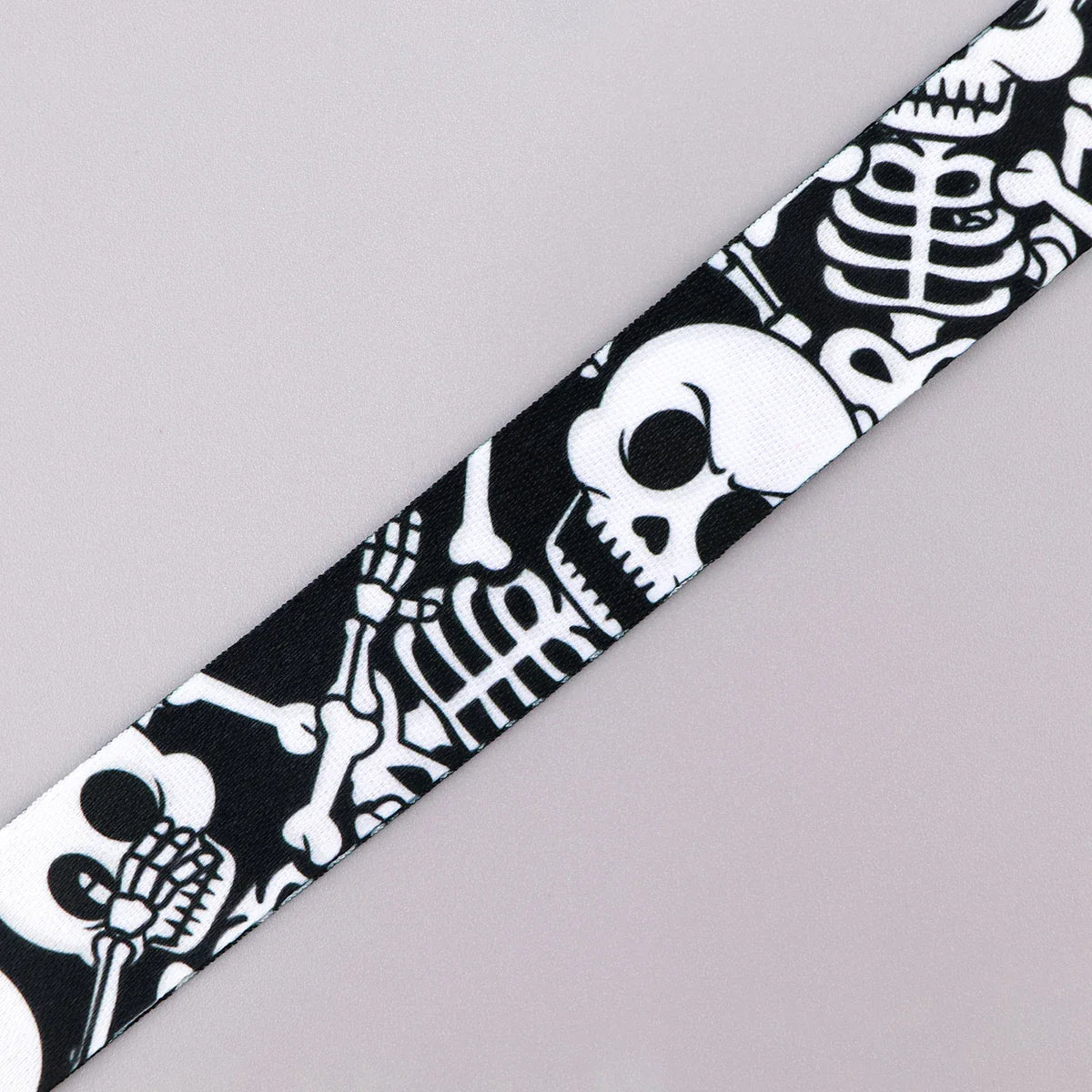 Cordon en forme de crâne pour clés, cartes d'identité, gym, téléphone, porte-badge USB, lanière de cou DIY, corde de suspension, accessoires de téléphone pour Halloween