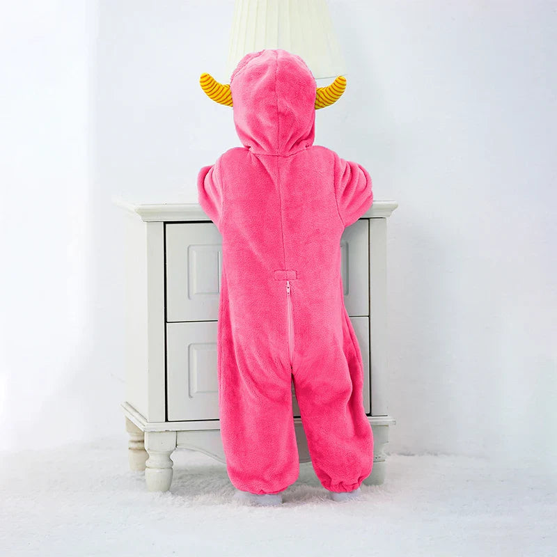 Adorable Infant Dinosaur Costume Cozy Fleece Hooded Romper Halloween  Toddler Jumpsuit for Winter Warmth
